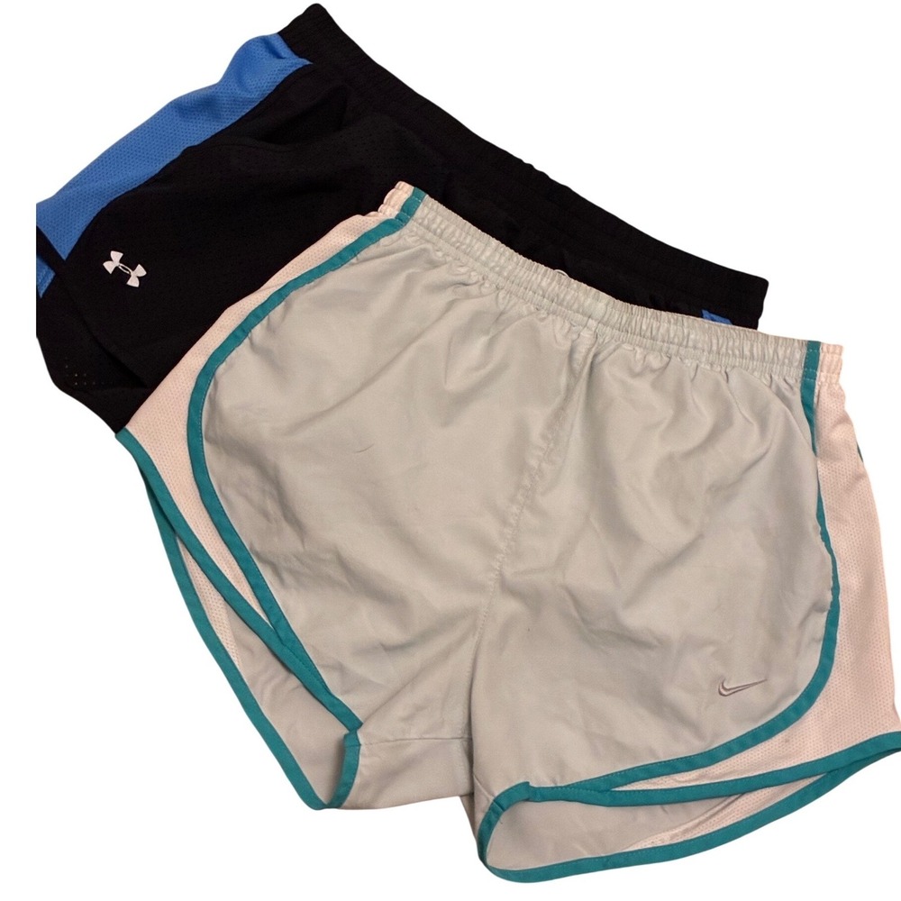 Nike Dri-FIT Tempo & Under Armour Running Shorts Bundle Women Large Blue Black